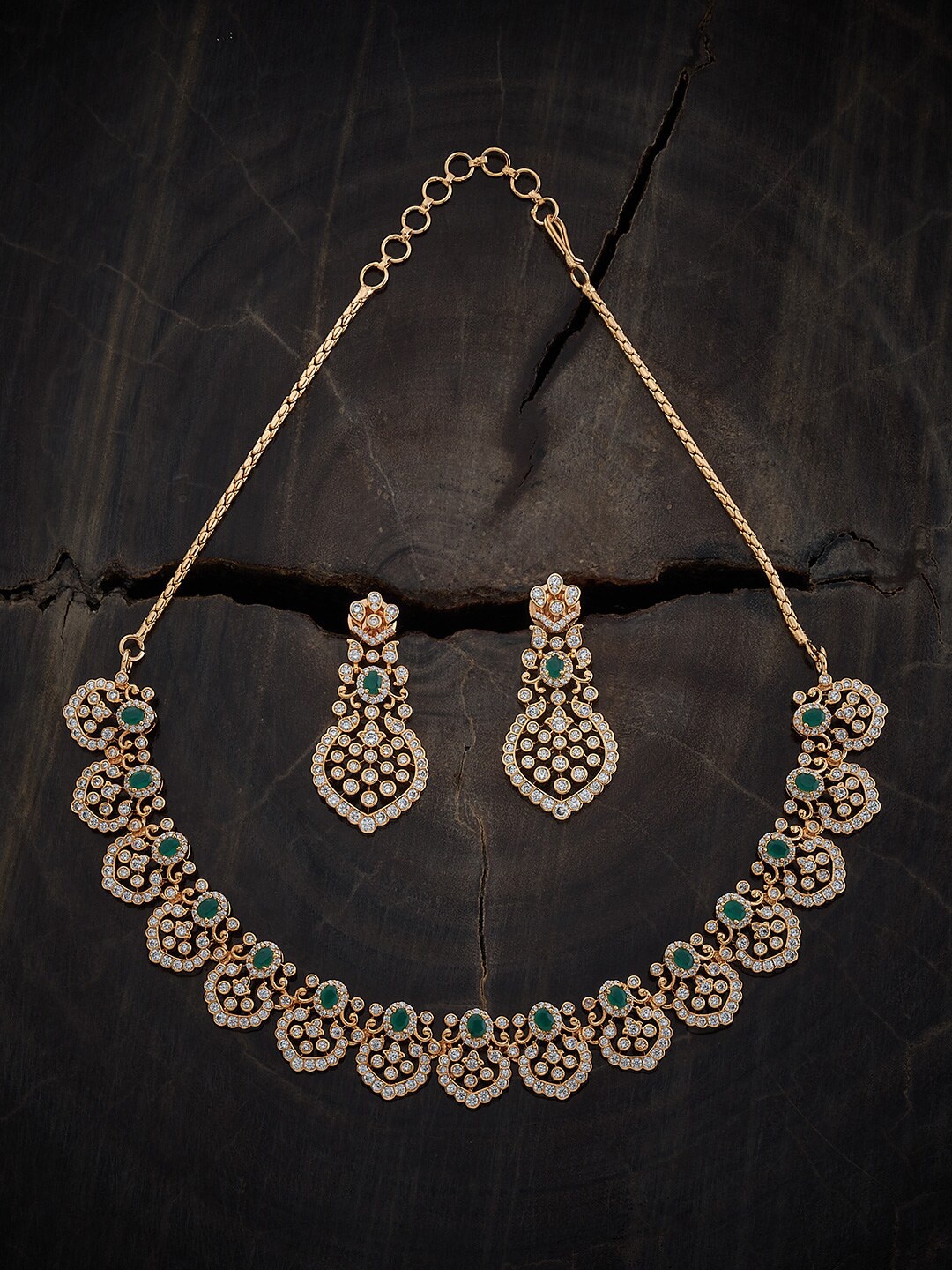 

Kushal's Fashion Jewellery Gold-Plated Cubic Zirconia Studded Jewellery Set