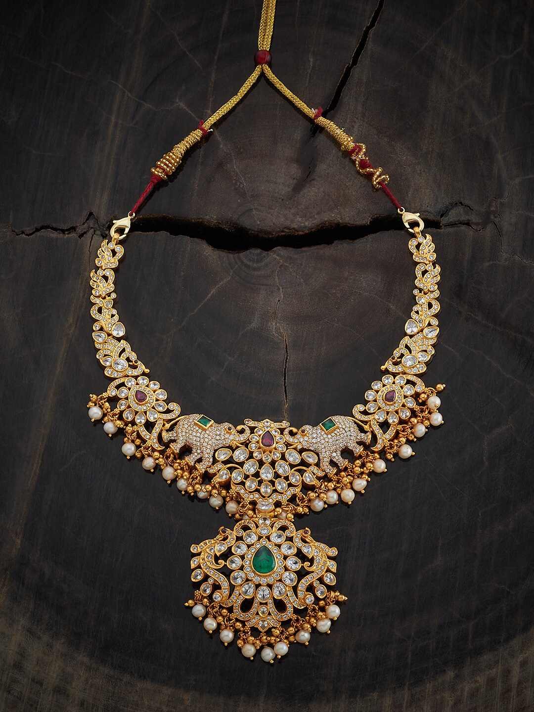 

Kushal's Fashion Jewellery Gold-Plated 92.5 Pure Silver Temple Necklace