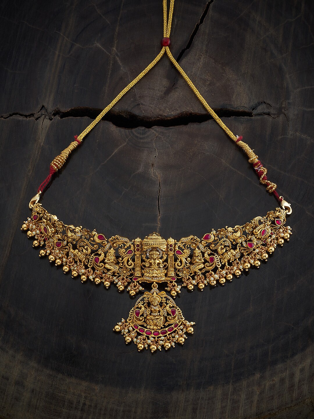 

Kushal's Fashion Jewellery Gold-Plated 92.5 Pure Silver Temple Necklace