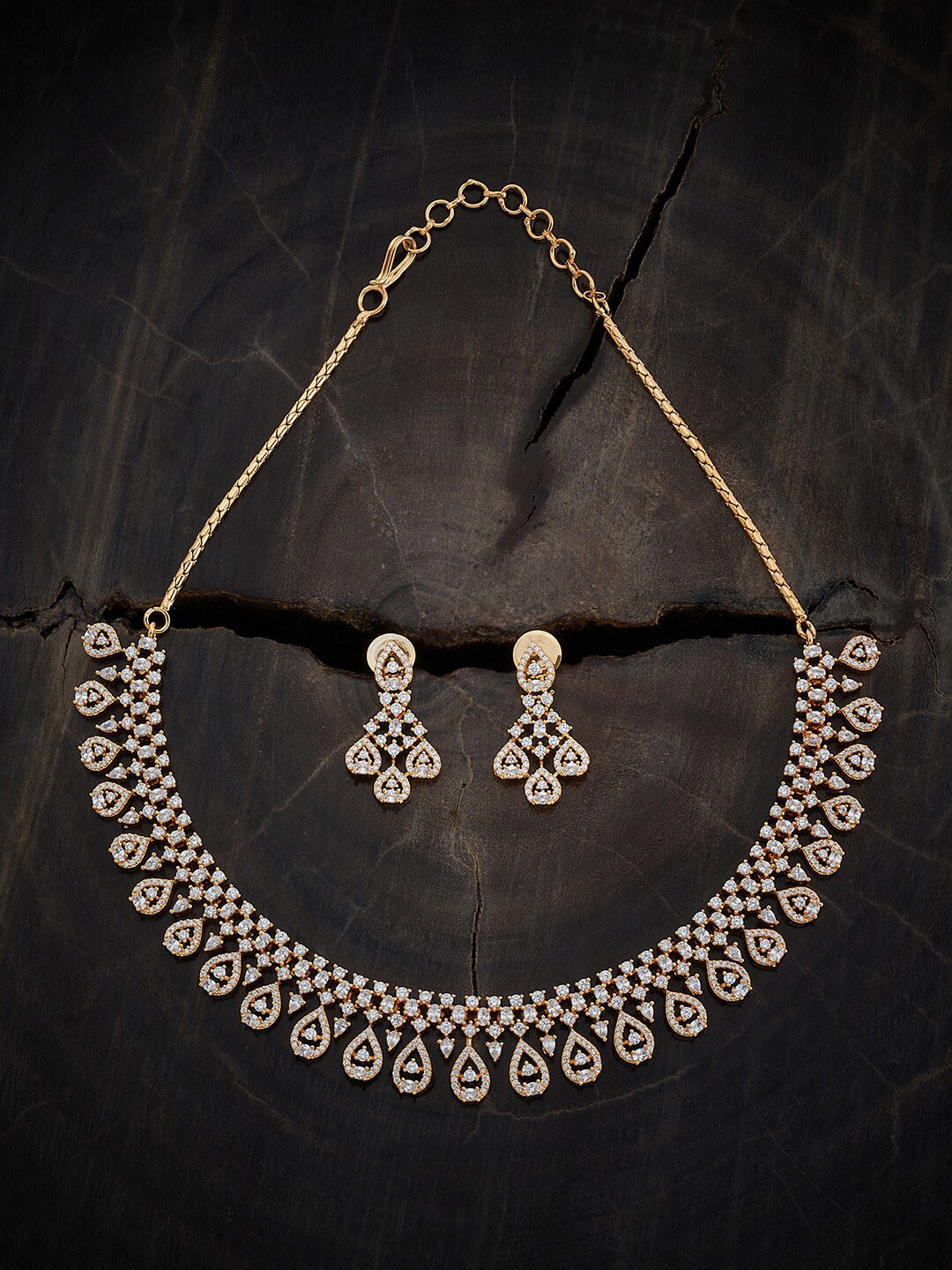 

Kushal's Fashion Jewellery Gold Plated CZ Studded Jewellery Set