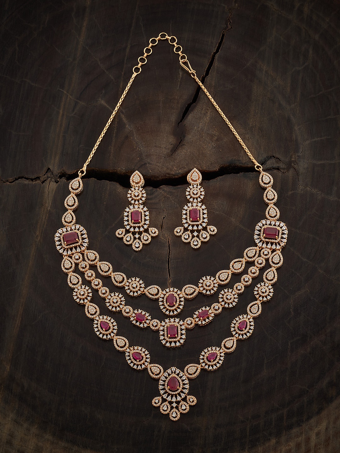

Kushal's Fashion Jewellery Gold-Plated CZ Studded Jewellery Set