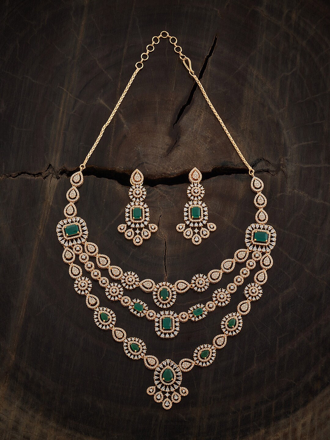 

Kushal's Fashion Jewellery Gold-Plated Cubic Zirconia Studded Jewellery Set