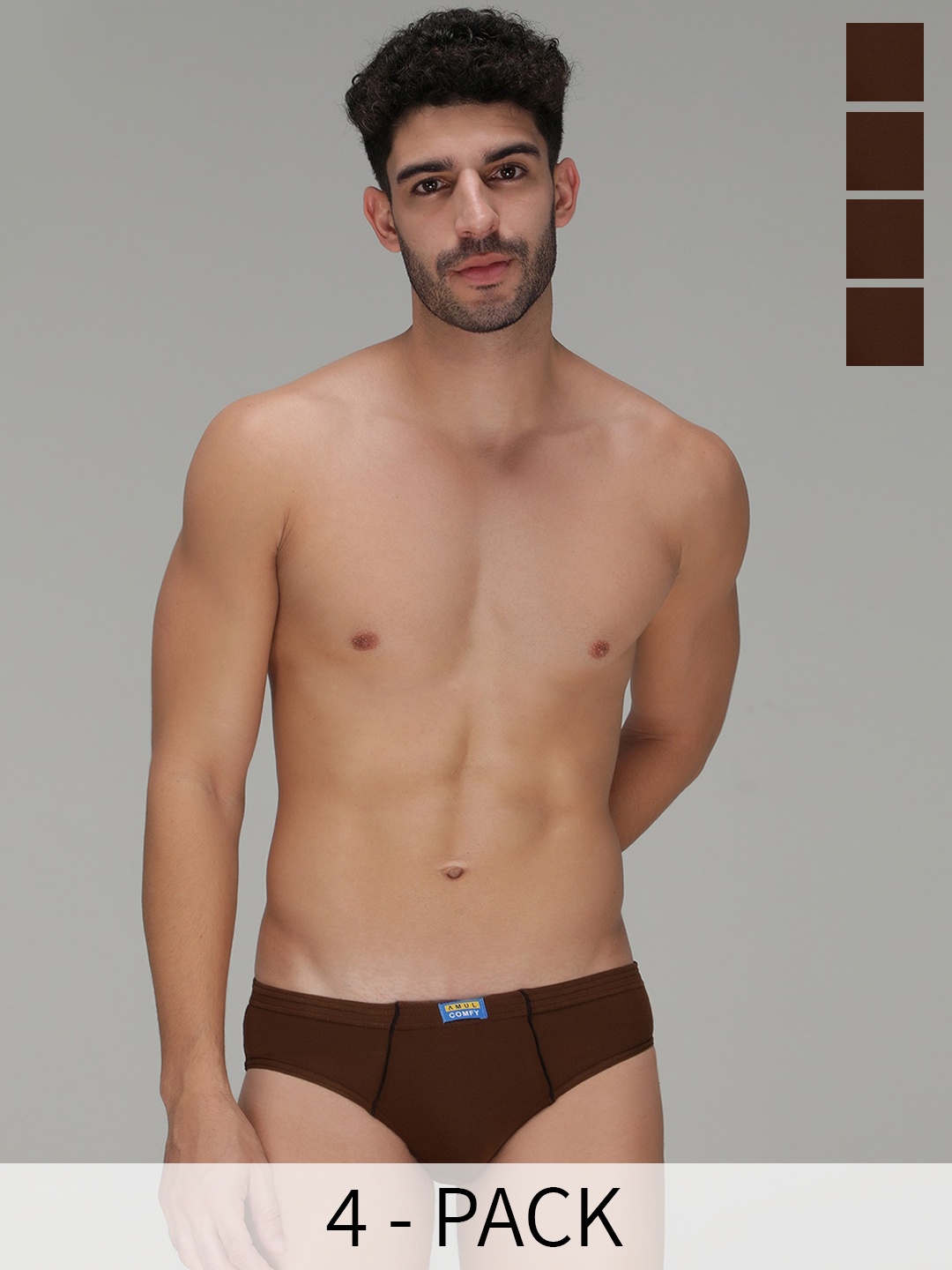 

AMUL COMFY Pack Of 4 Pure Cotton Ultra Soft Basic Briefs AC-CBRIIE-LB-XL-4PC, Brown