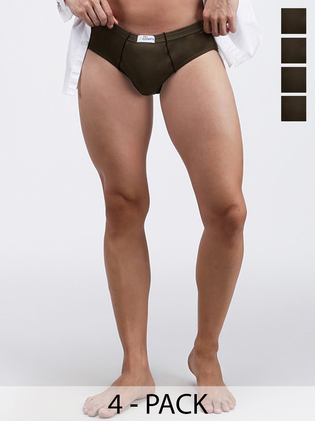 

AMUL COMFY Pack Of 4 Pure Cotton Ultra-Soft Basic Briefs AC-CBRIIE-SG-S-4PC, Olive