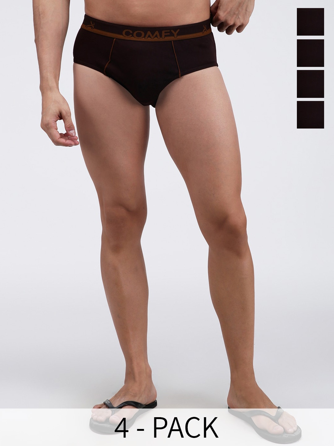 

AMUL COMFY Pack Of 4 Pure Cotton Ultra- Soft Basic Briefs AC-CBRIOE-CB-XL-4PC, Coffee brown