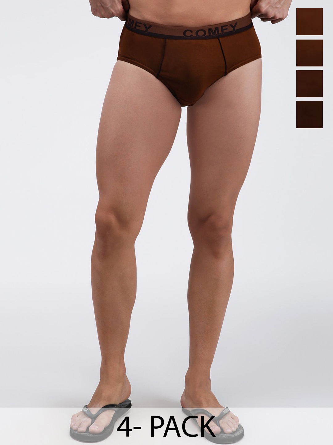 

AMUL COMFY Pack Of 4 Pure Cotton Ultra-Soft Basic Briefs AC-CBRIOE-LB-S-4PC, Brown