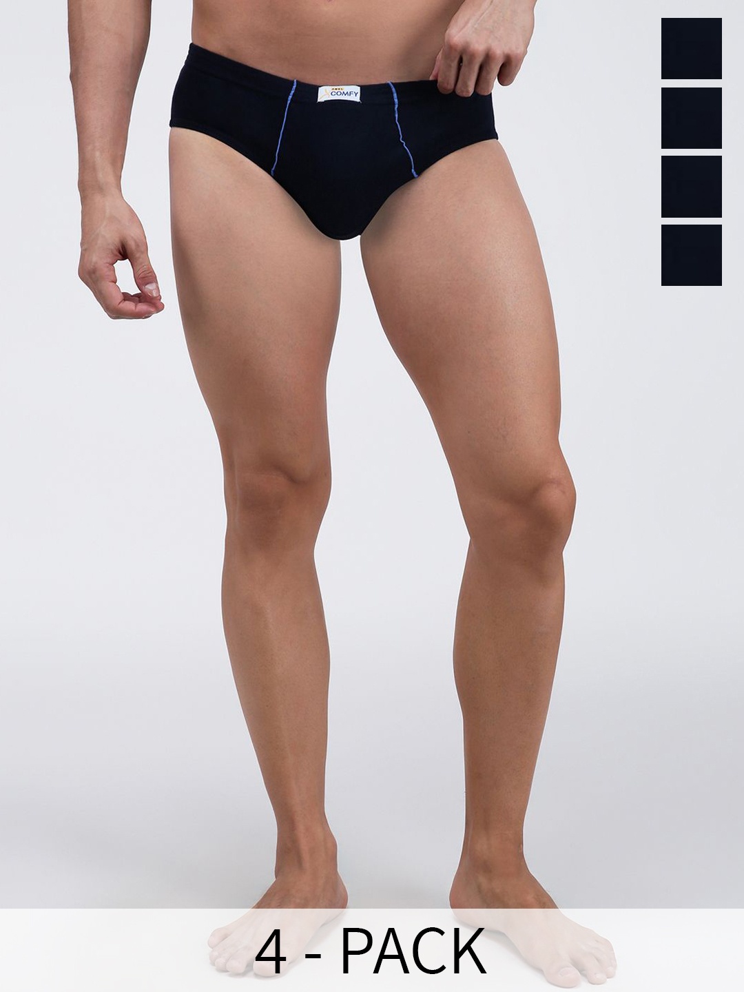 

AMUL COMFY Pack Of 4 Pure Cotton Basic Briefs AC-CBRIIE-NVY-S-4PC, Navy blue