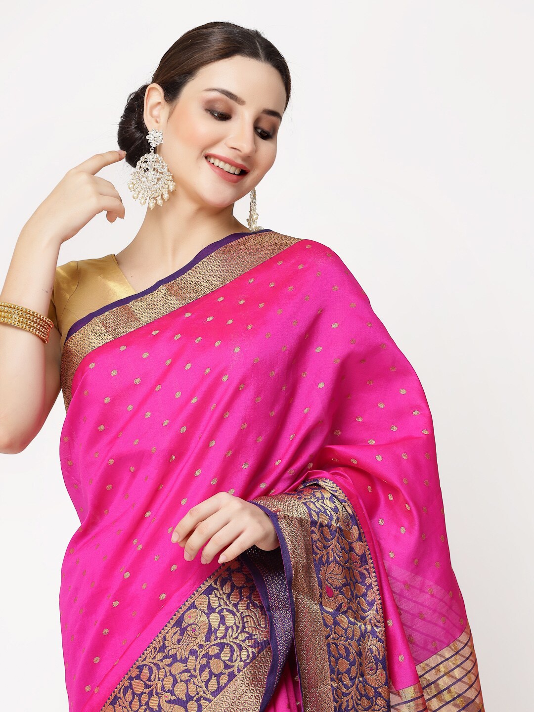 

ISHQY Woven Design Zari Art Silk Banarasi Saree, Purple