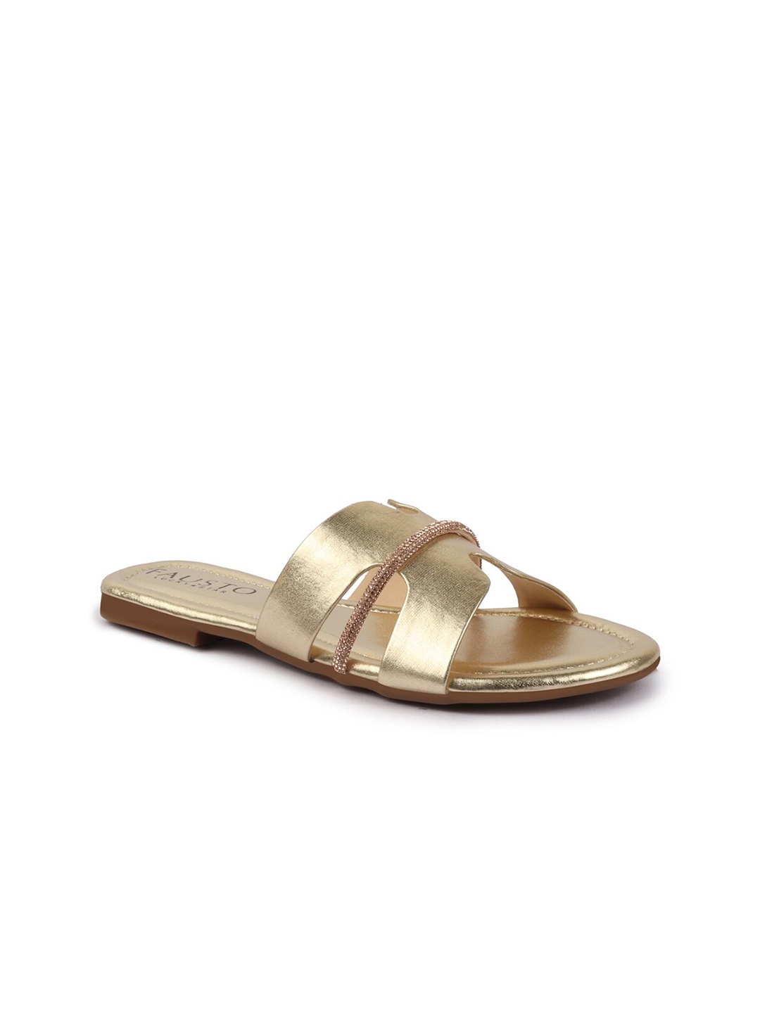 

FAUSTO Open Toe Flats, Gold