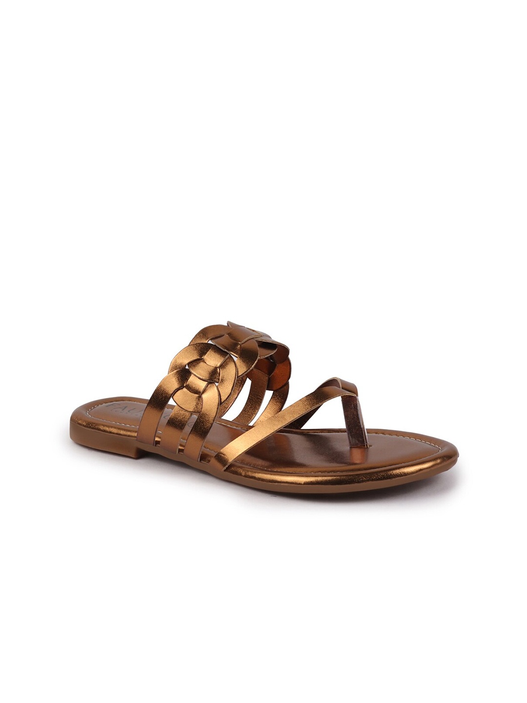 

FAUSTO Textured T-Strap Flats, Copper