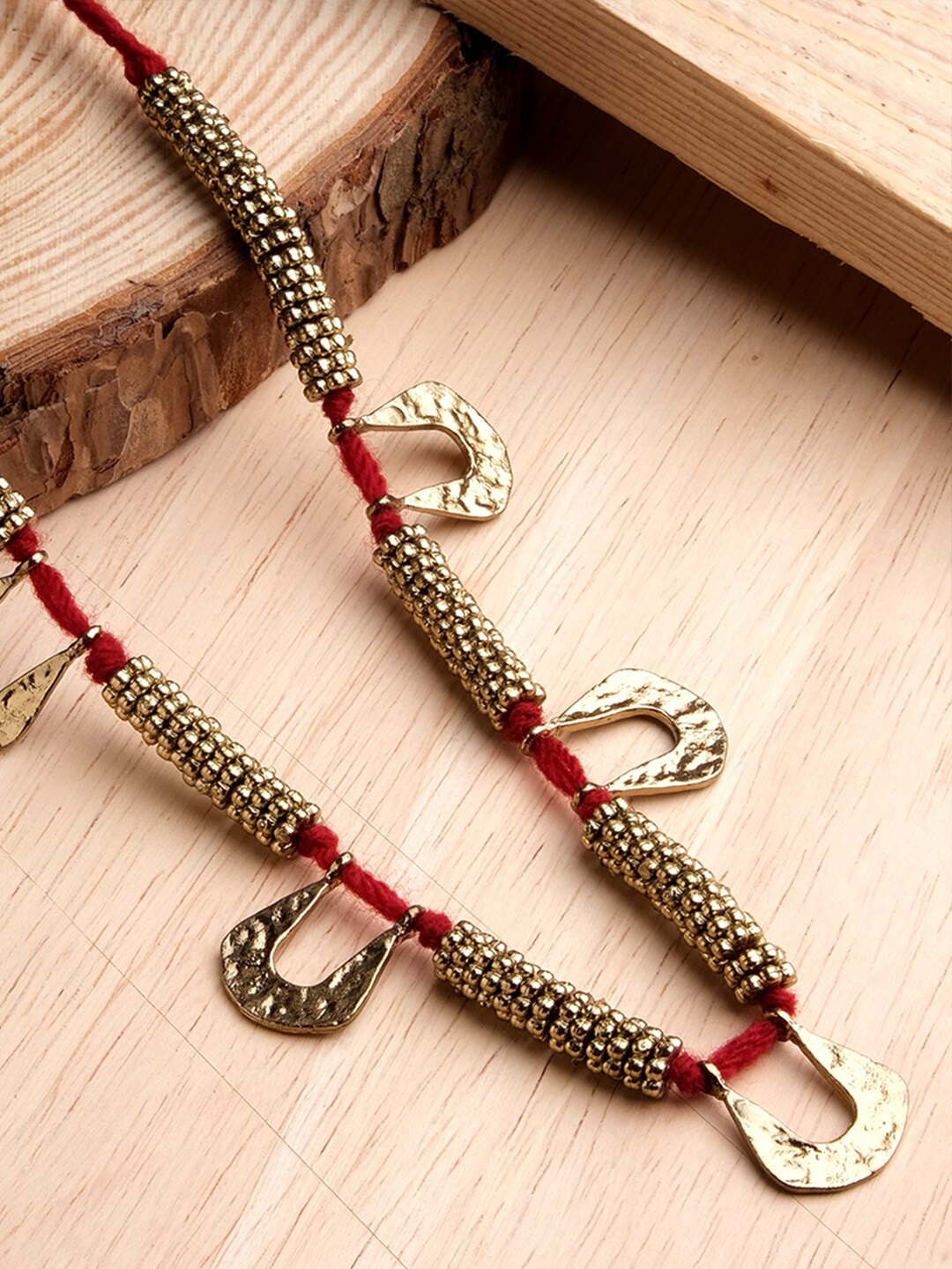 

XPNSV Beaded Brass Necklace, Gold