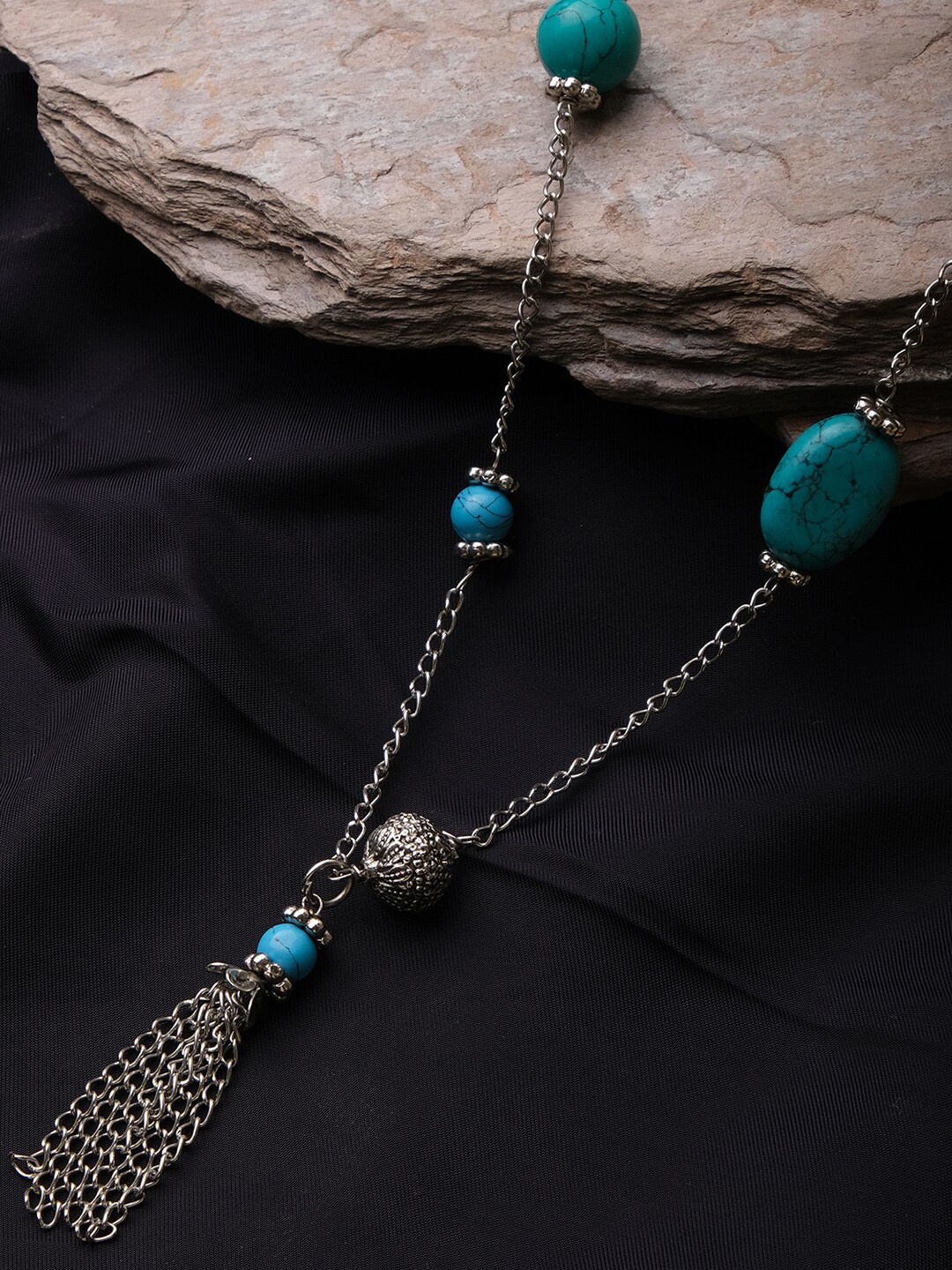 

XPNSV Brass Artificial Beads Beaded Necklace, Silver