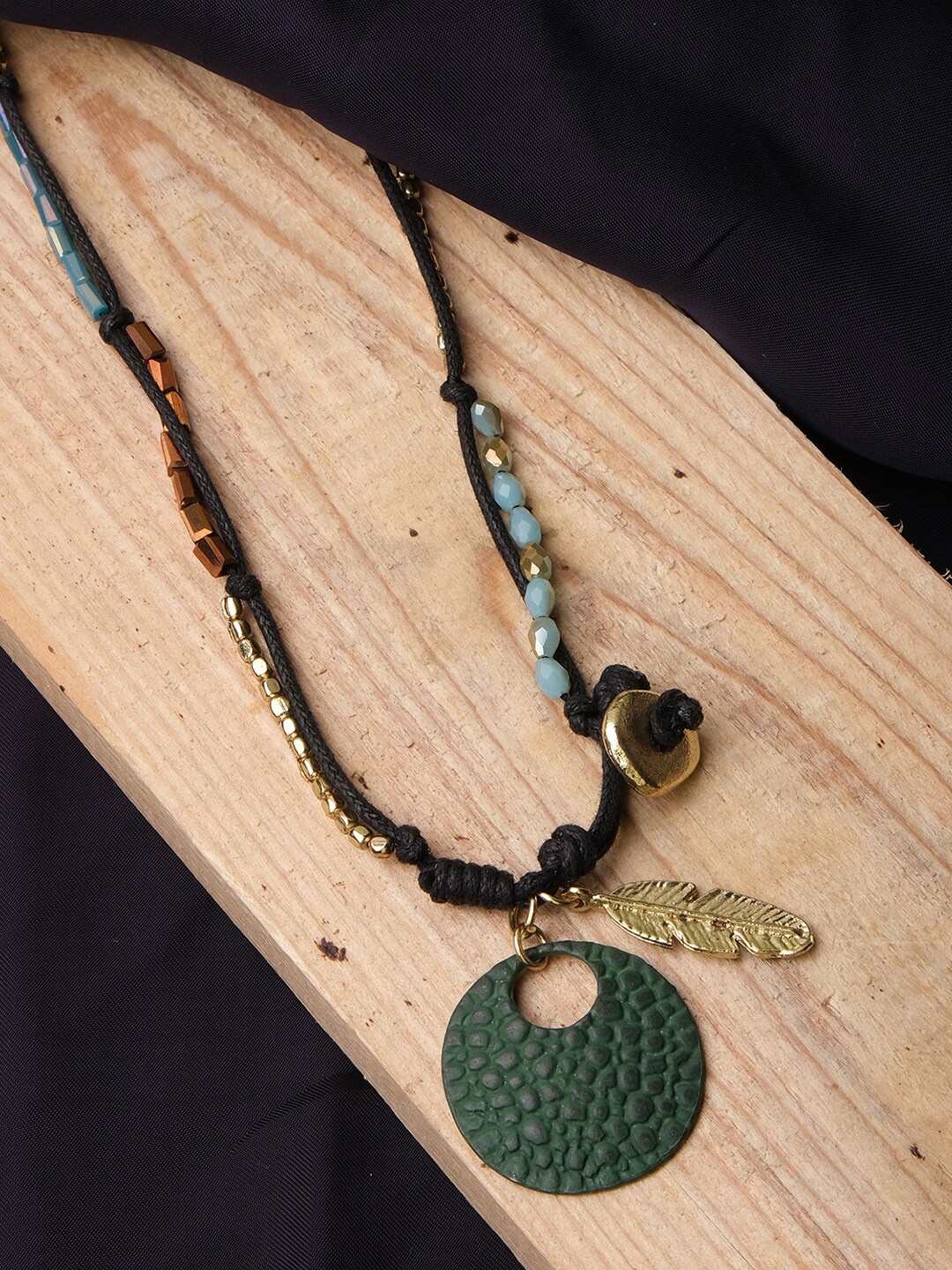 

XPNSV Beaded Brass Necklace, Gold