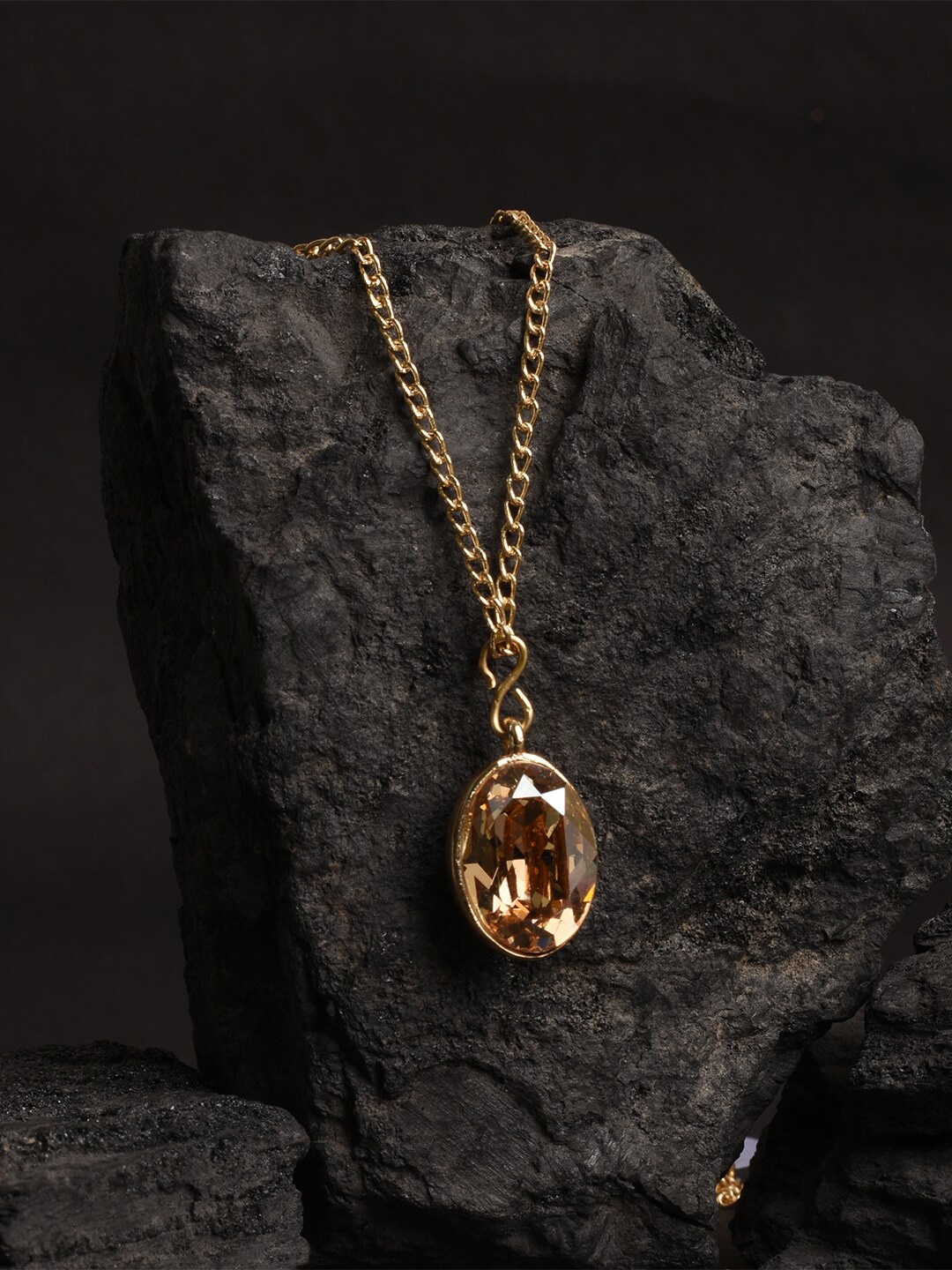 

XPNSV Brass Gold-Plated Real Stones Studded Necklace