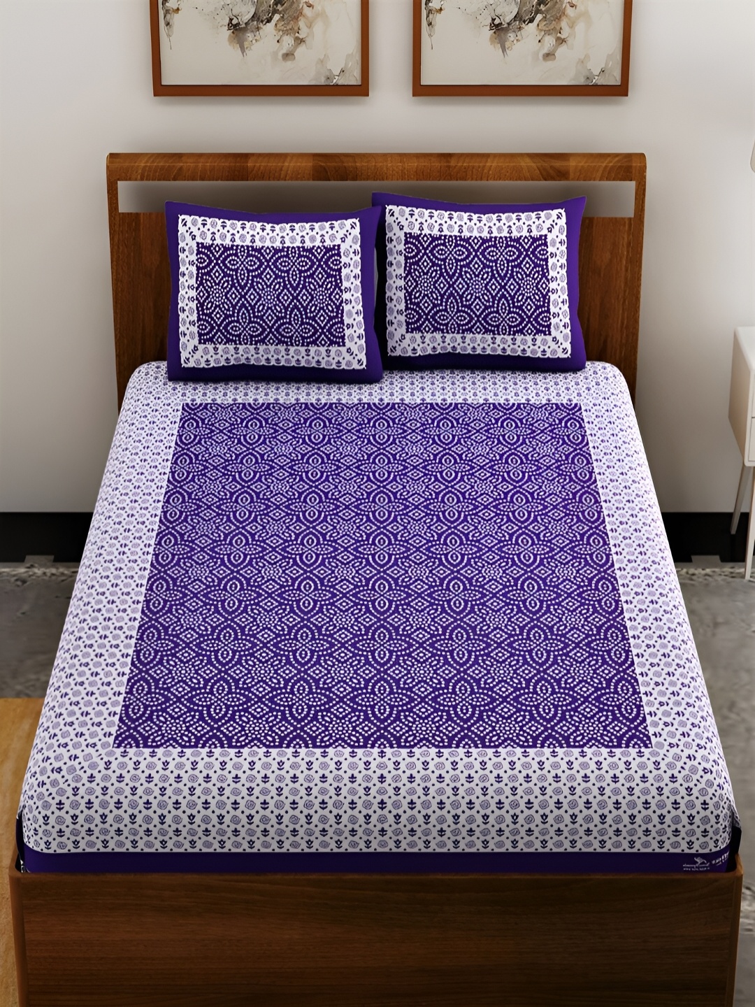 

Aura Blue & White Floral Cotton 120 TC Queen Double Bedsheet With 2 Pillow Covers