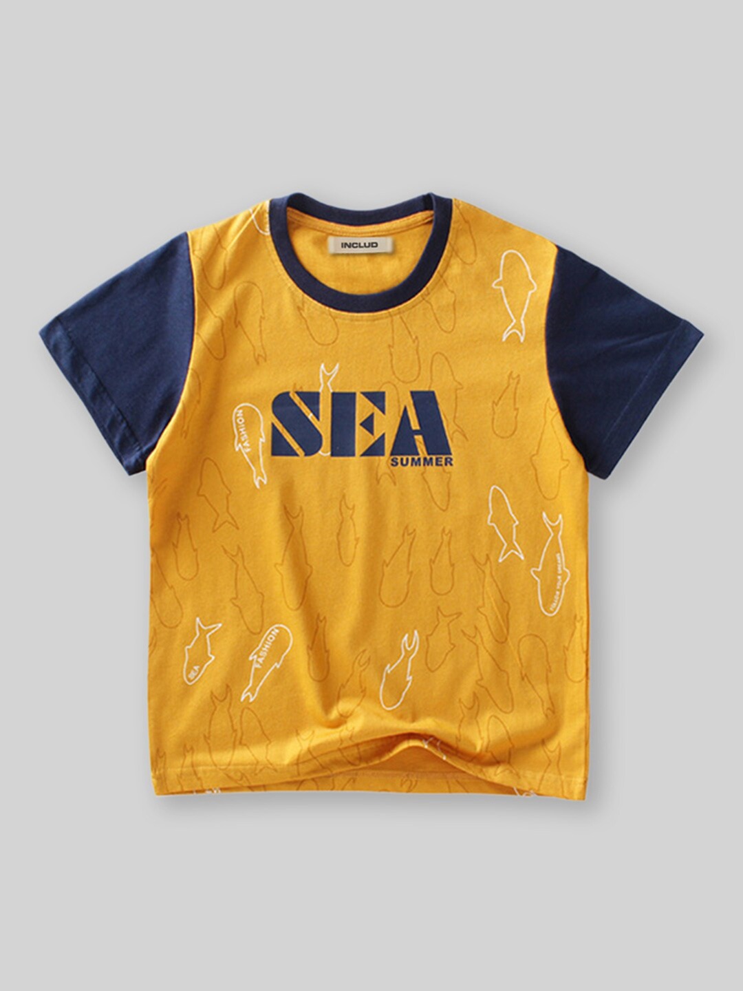 

INCLUD Boys Nautical Typography Printed T-shirt, Yellow