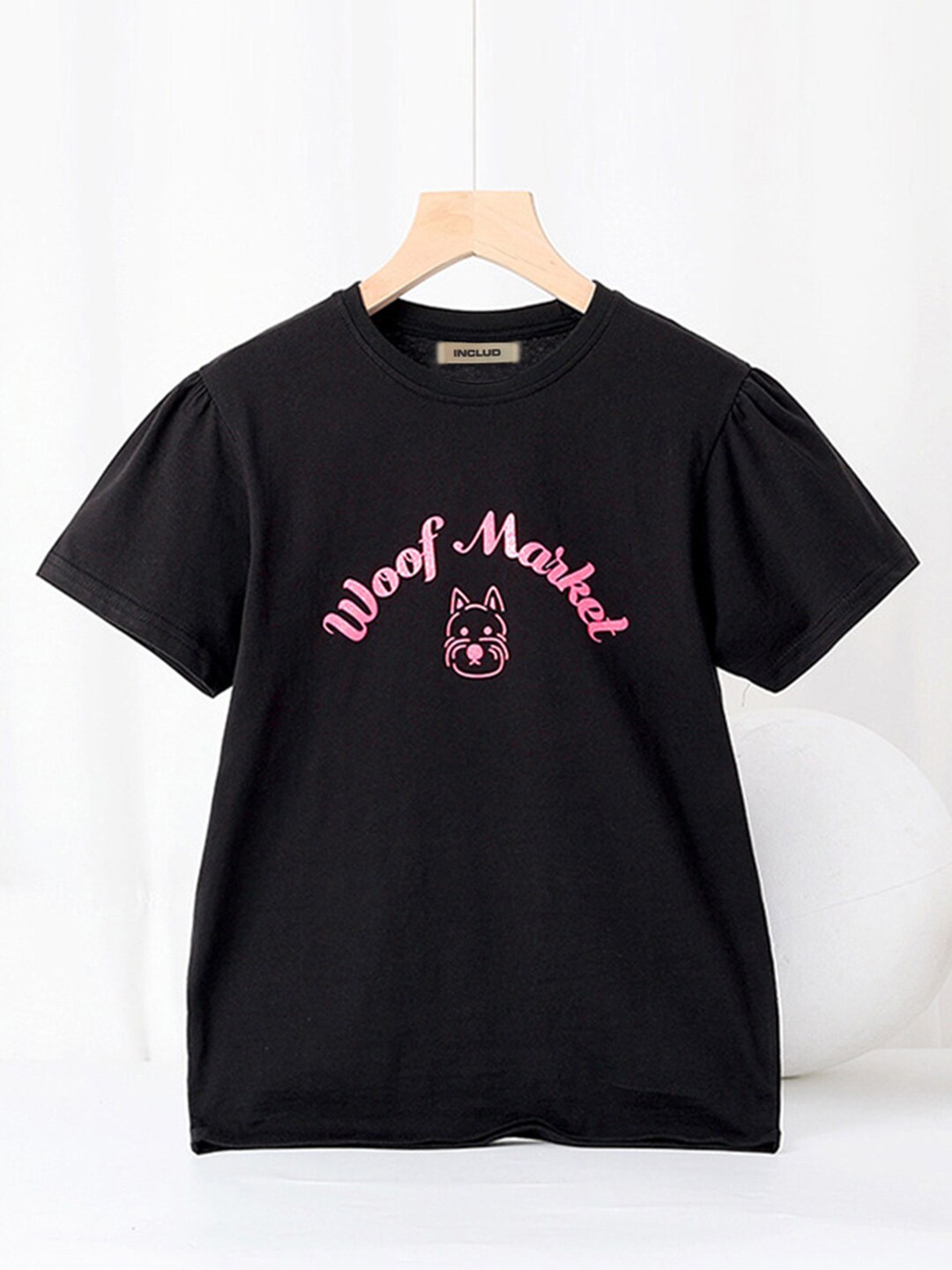 

INCLUD Girls Typography Tshirt, Black