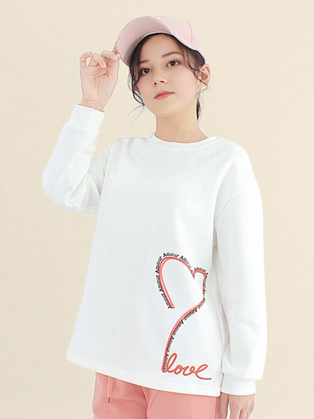 

INCLUD Girls Typography Printed T-shirt, White