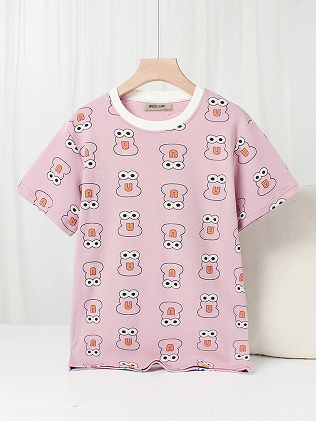 INCLUD Girls Graphic Printed Tshirt, Pink