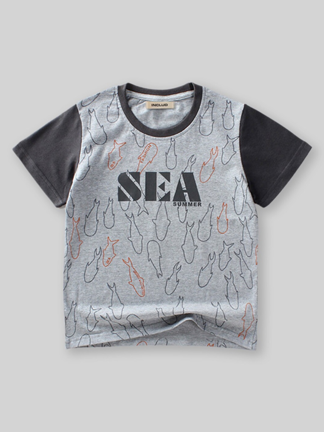 

INCLUD Boys Nautical Printed Tshirt, Grey