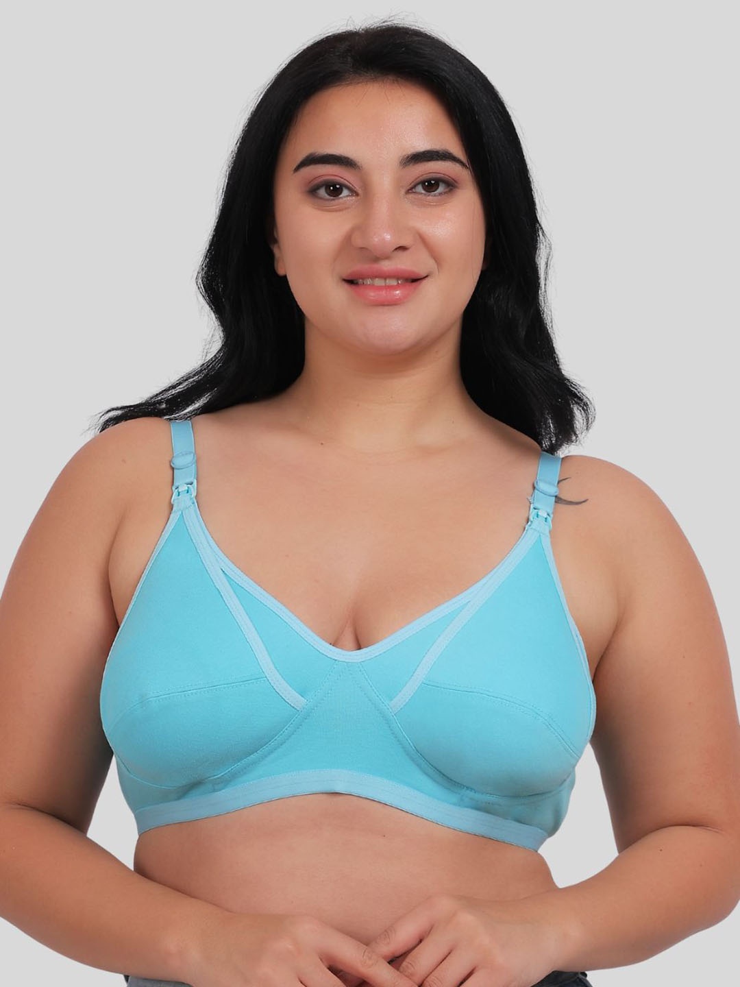 

Fabme Plus Size Cotton Maternity Bra - Full Coverage, Sea green