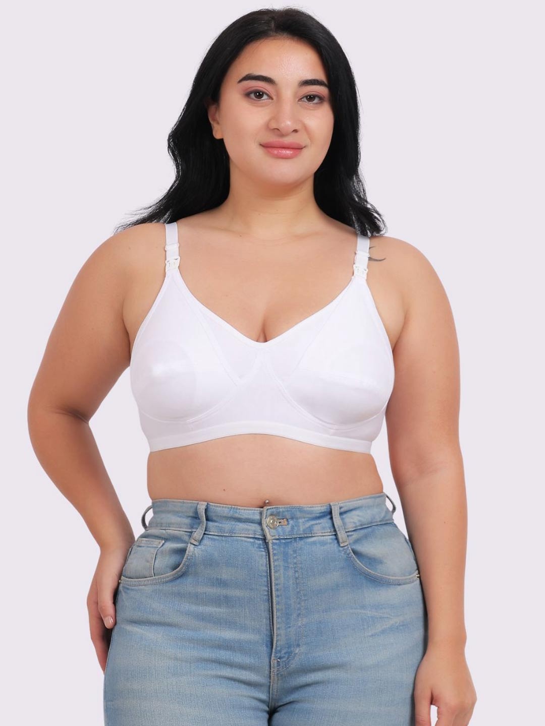 

Fabme Plus Size Full Coverage Cotton Maternity Bra with All Day Comfort, White