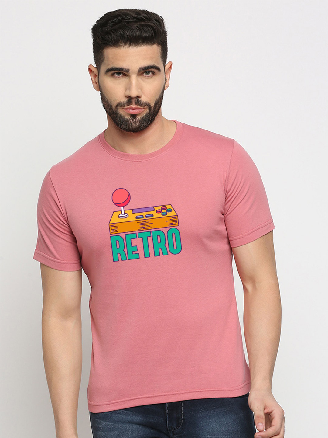 

MOD ECRU Unisex Graphic Printed Round Neck Cotton T-shirt, Pink