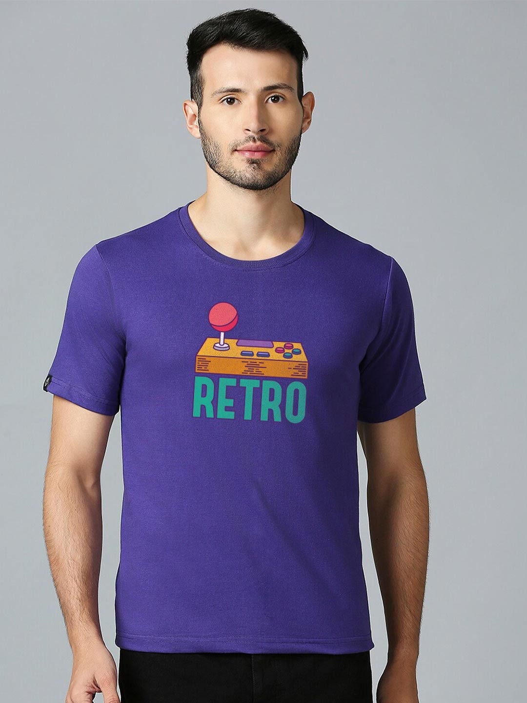 

MOD ECRU Unisex Graphic Printed Round Neck Cotton T-shirt, Purple