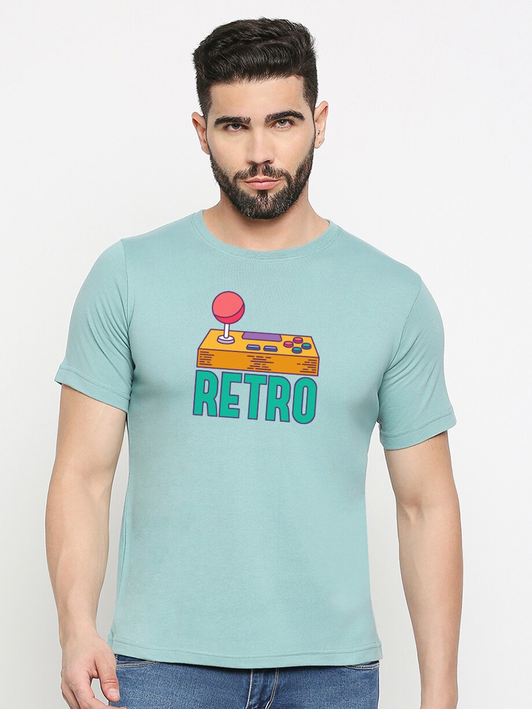 

MOD ECRU Graphic Printed Round Neck Cotton T-shirt, Green