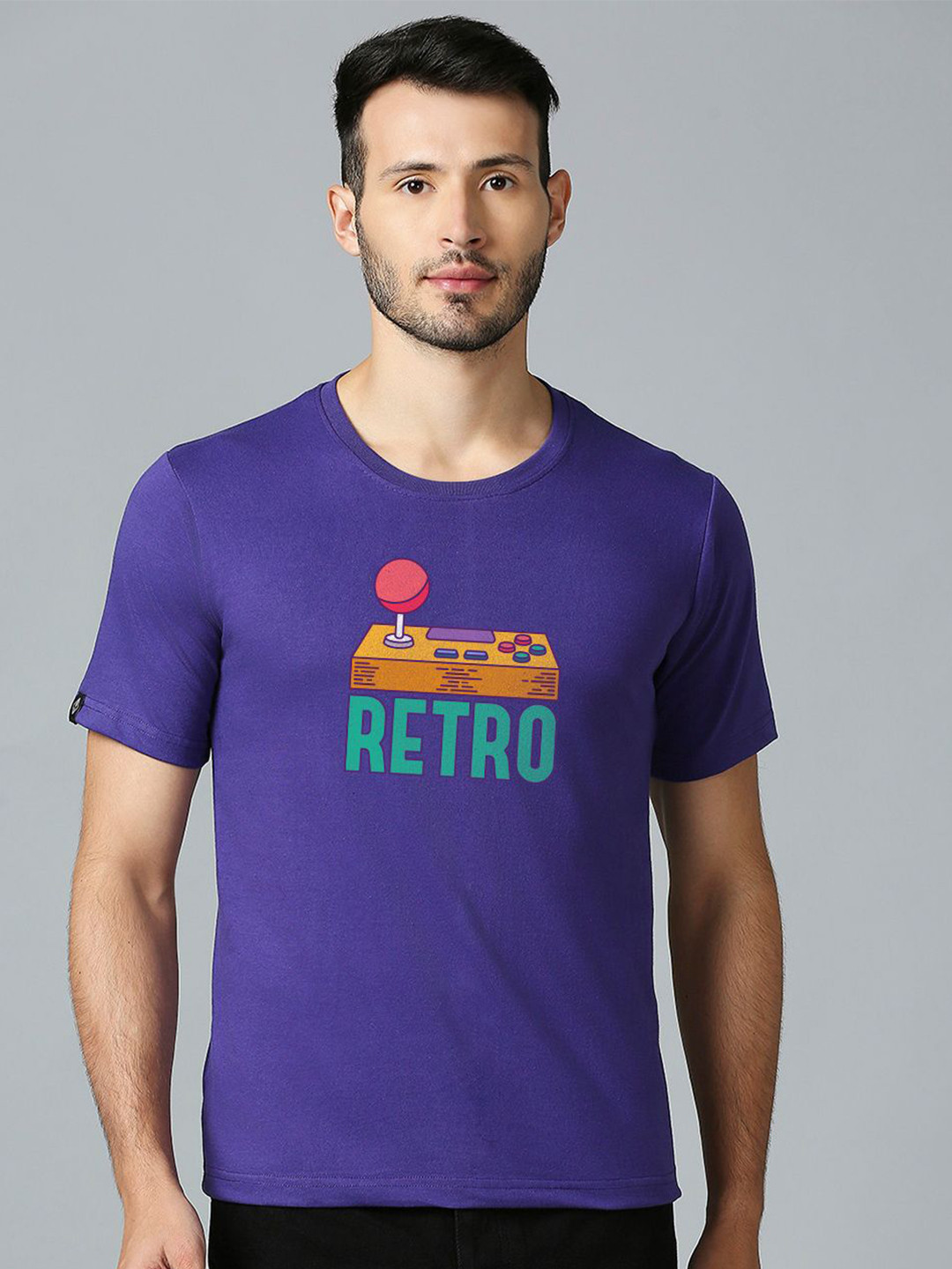 

MOD ECRU Unisex Graphic Printed Round Neck Cotton T-shirt, Purple