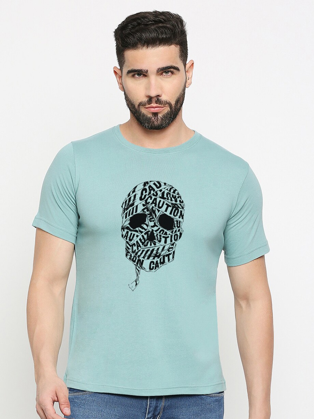 

MOD ECRU Unisex Graphic Printed Round Neck Cotton T-shirt, Green