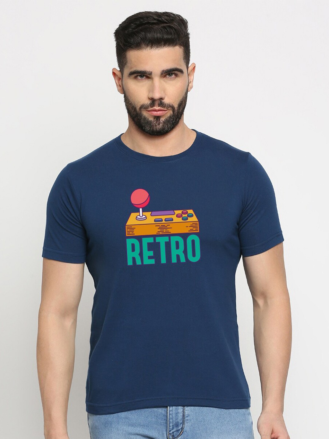 

MOD ECRU Unisex Graphic Printed Round Neck Cotton T-shirt, Blue