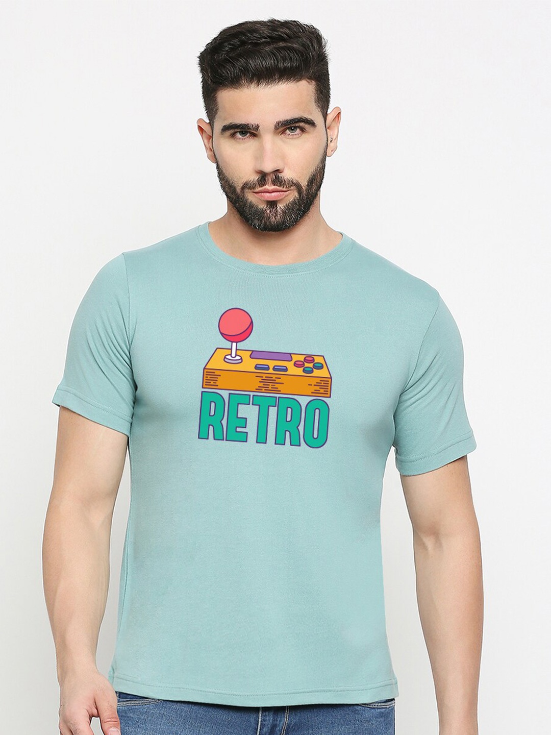 

MOD ECRU Unisex Graphic Printed Round Neck Cotton T-shirt, Green
