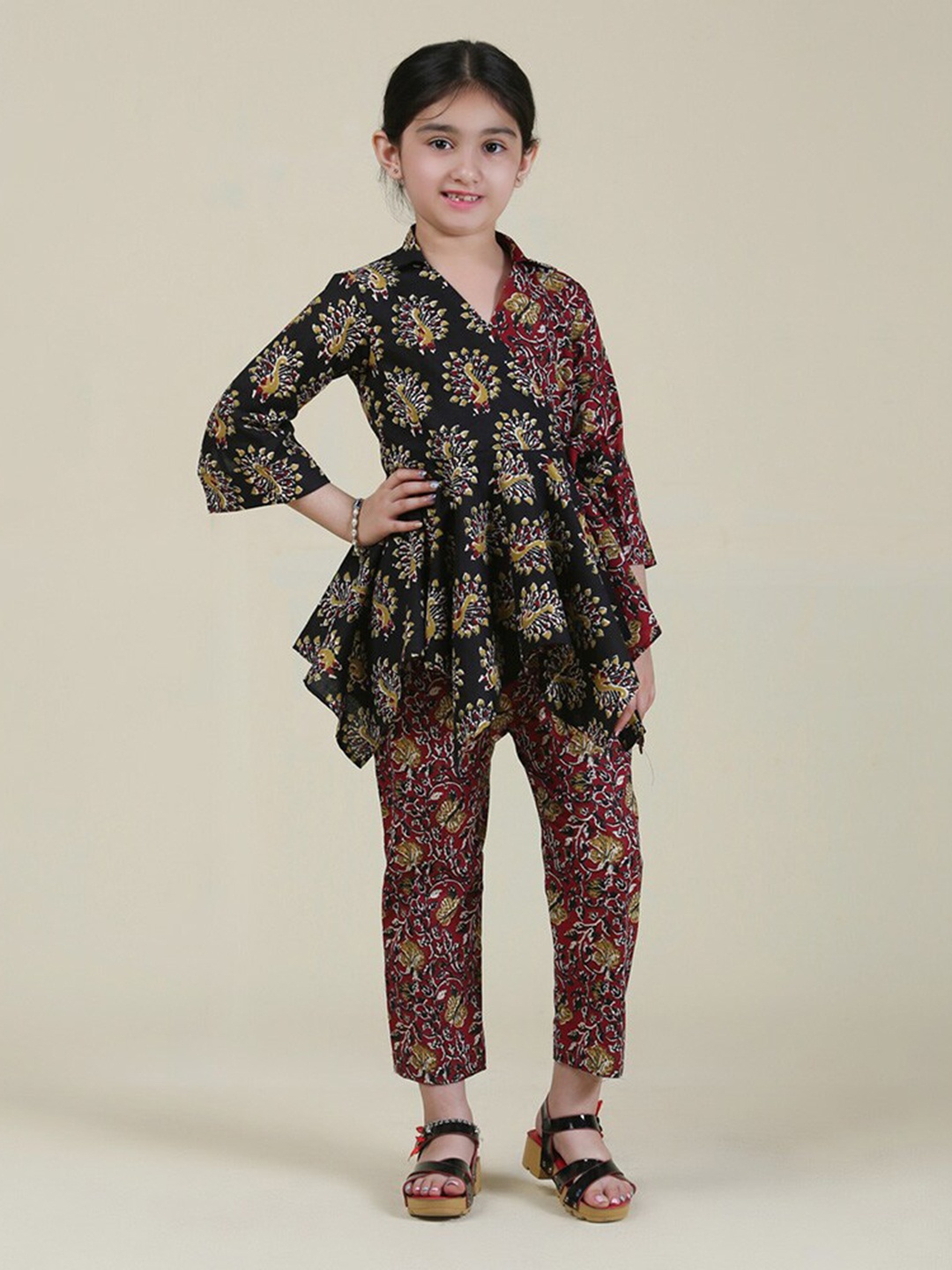 

Folk Culture Clothing Printed Top & Trouser Set, Maroon