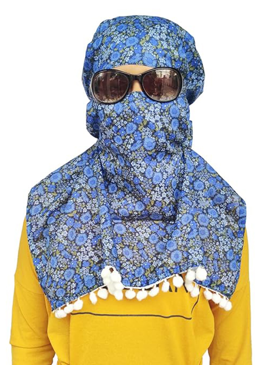 

SWITCHON Floral Printed Cotton Scarf, Blue