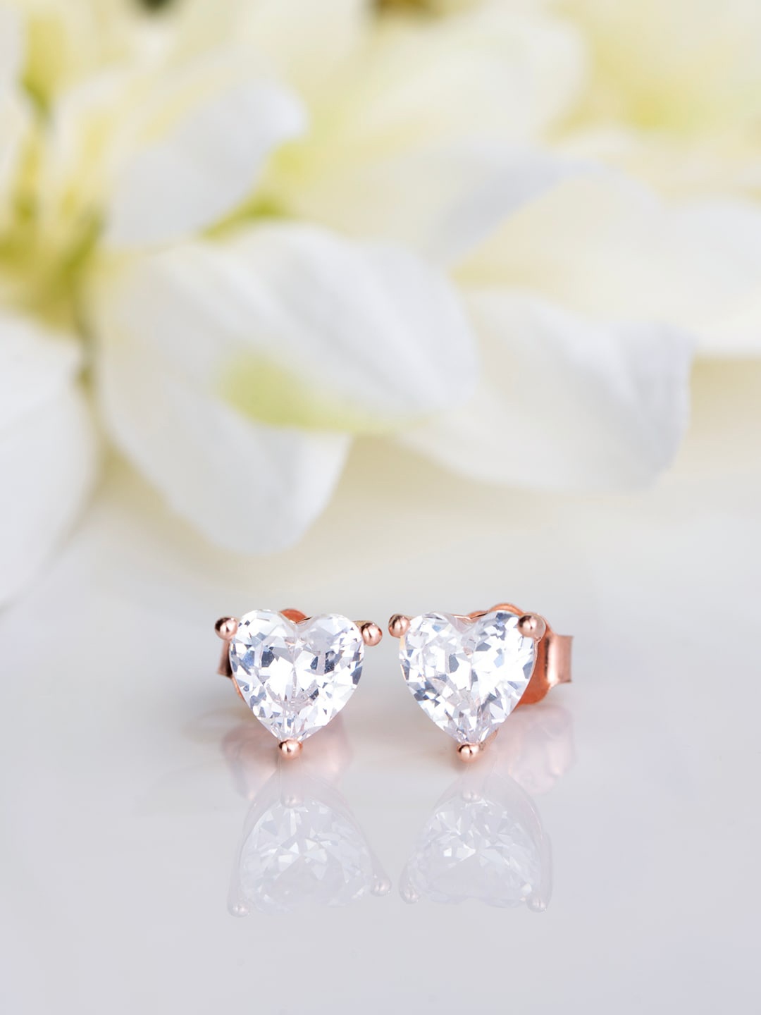 

Zavya 925 Sterling Silver Rose Gold-Plated Cubic Zirconia Studded Studs Earrings