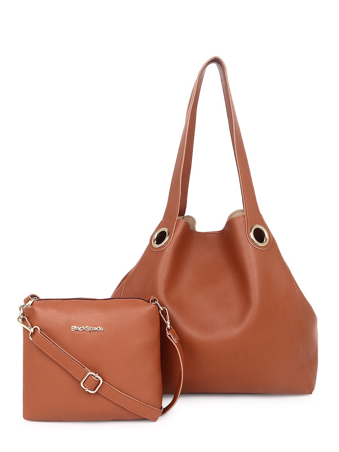 

Black Spade Set Of 2 Structured Tote Bag, Tan