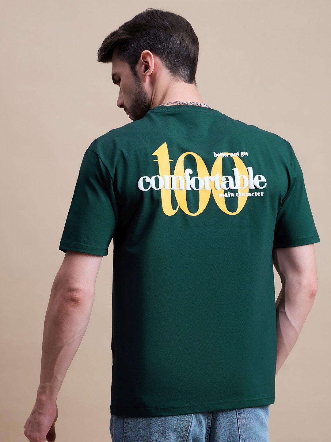 

REPRISE Men Round Neck Typography Printed T-shirt, Green