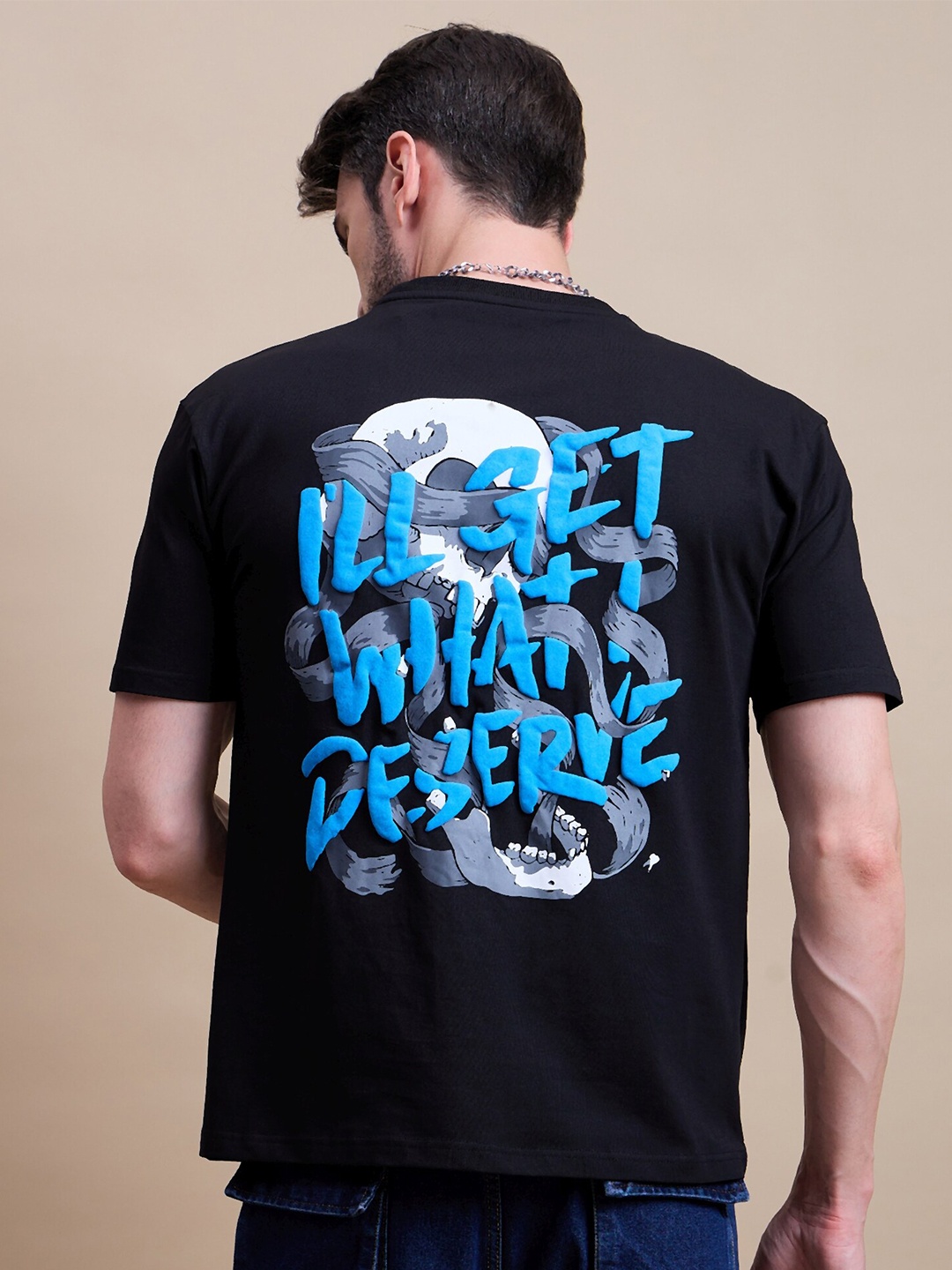 

REPRISE Men Round Neck Typography Printed T-shirt, Black