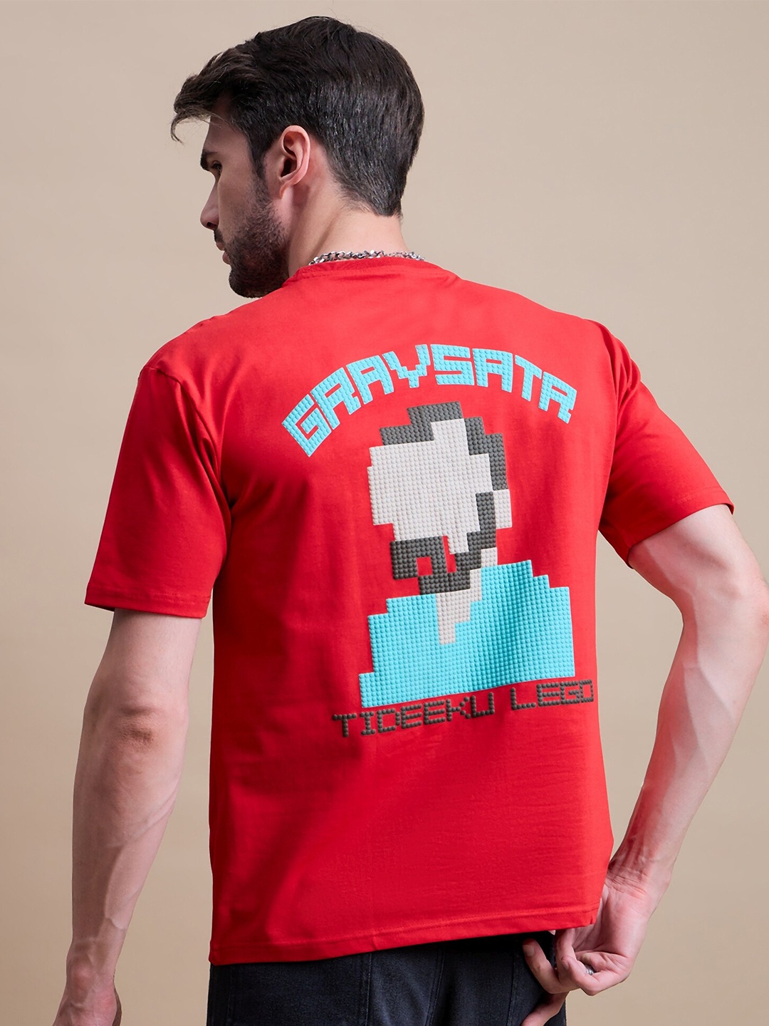 

REPRISE Men Round Neck Typography Printed T-shirt, Red