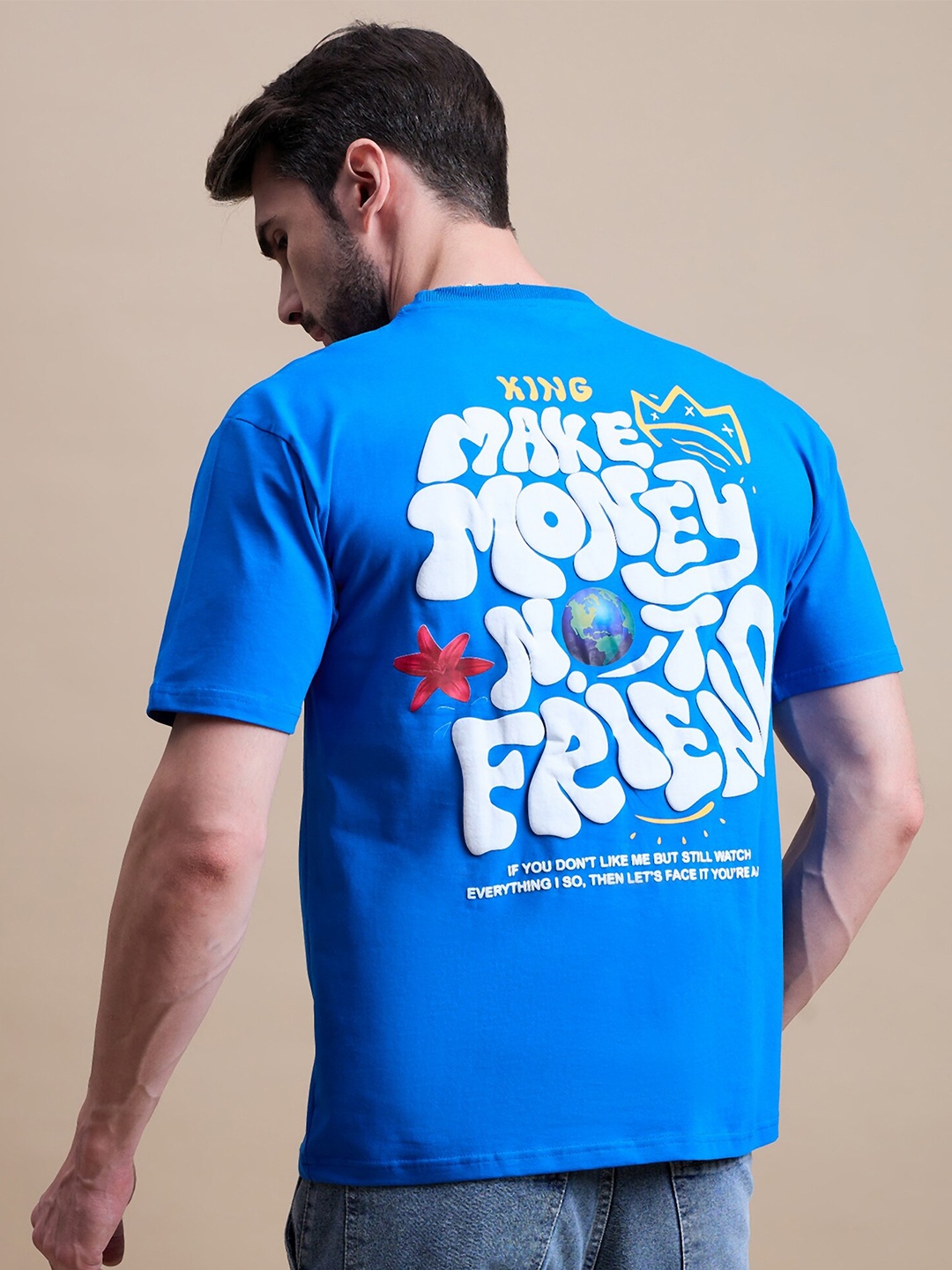 

REPRISE Men Round Neck Typography Printed T-shirt, Blue