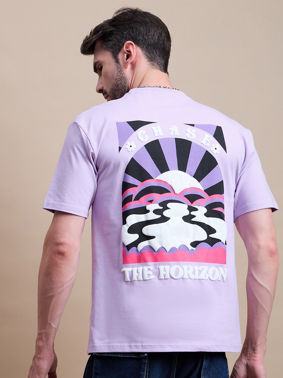 

REPRISE Men Round Neck Typography Printed T-shirt, Lavender