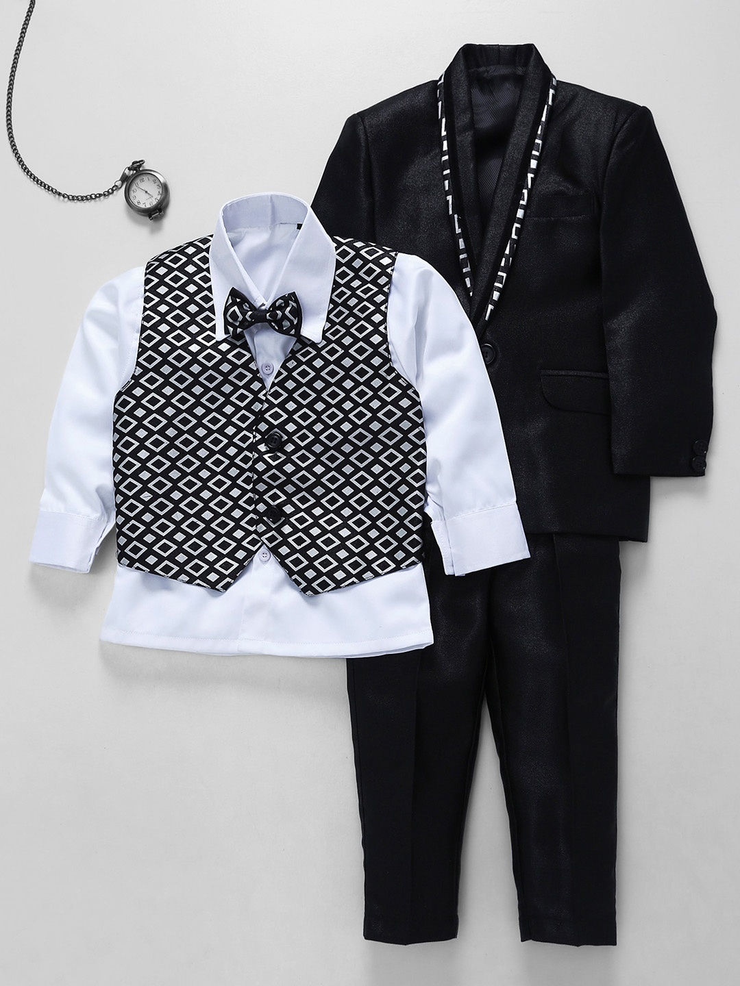 

BAESD Boys Single-Breasted Five-Piece Party Suits, Black