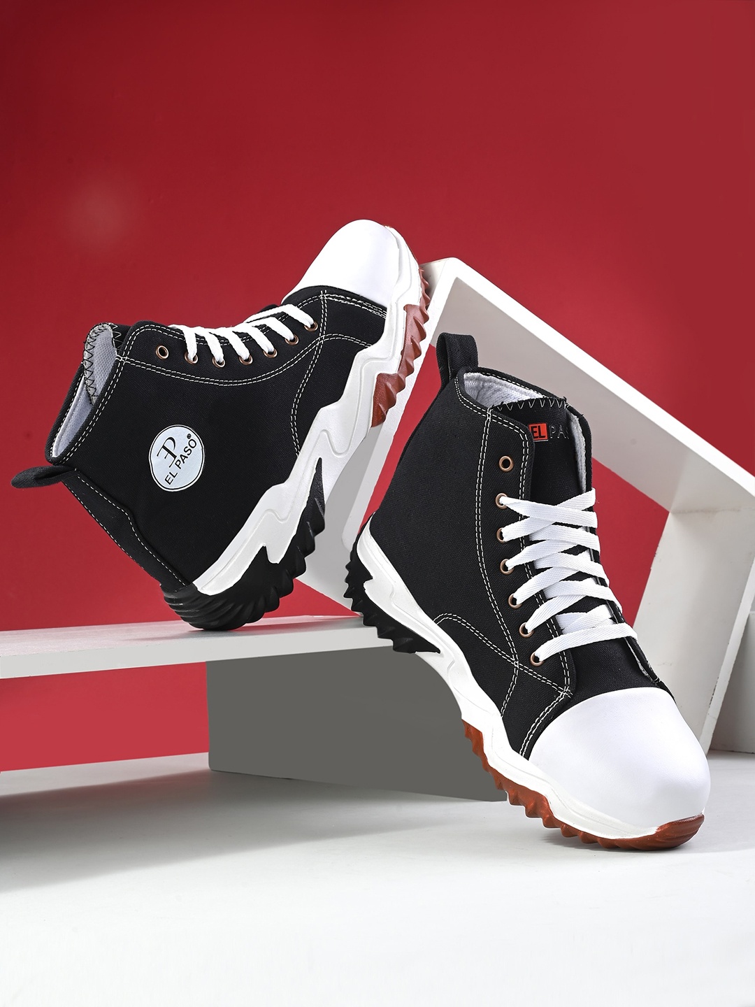 

El Paso Men Colourblocked Lightweight Leather Sneakers, Black