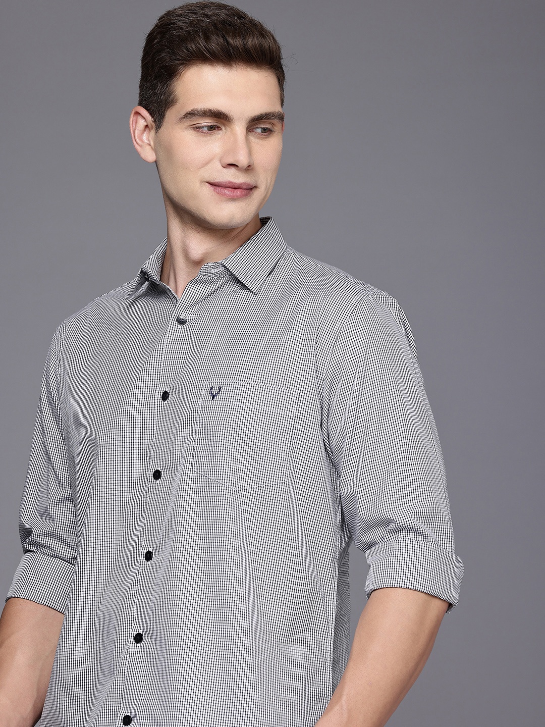 

Allen Solly Pure Cotton Sport Fit Micro Checked Casual Shirt, Black