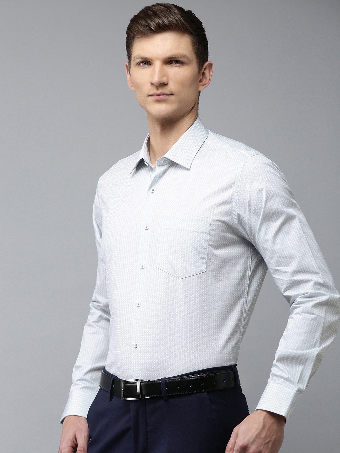 

Van Heusen Men Slim Fit Opaque Printed Formal Shirt, White