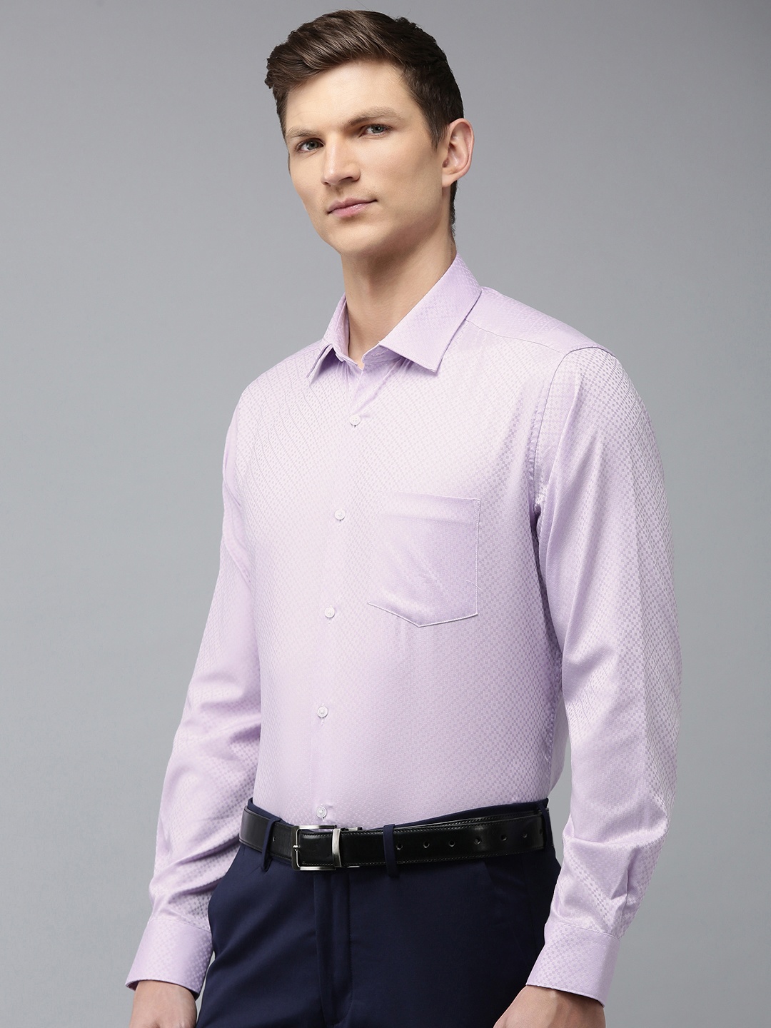 

Van Heusen Custom Fit Self Design Opaque Formal Shirt, Lavender