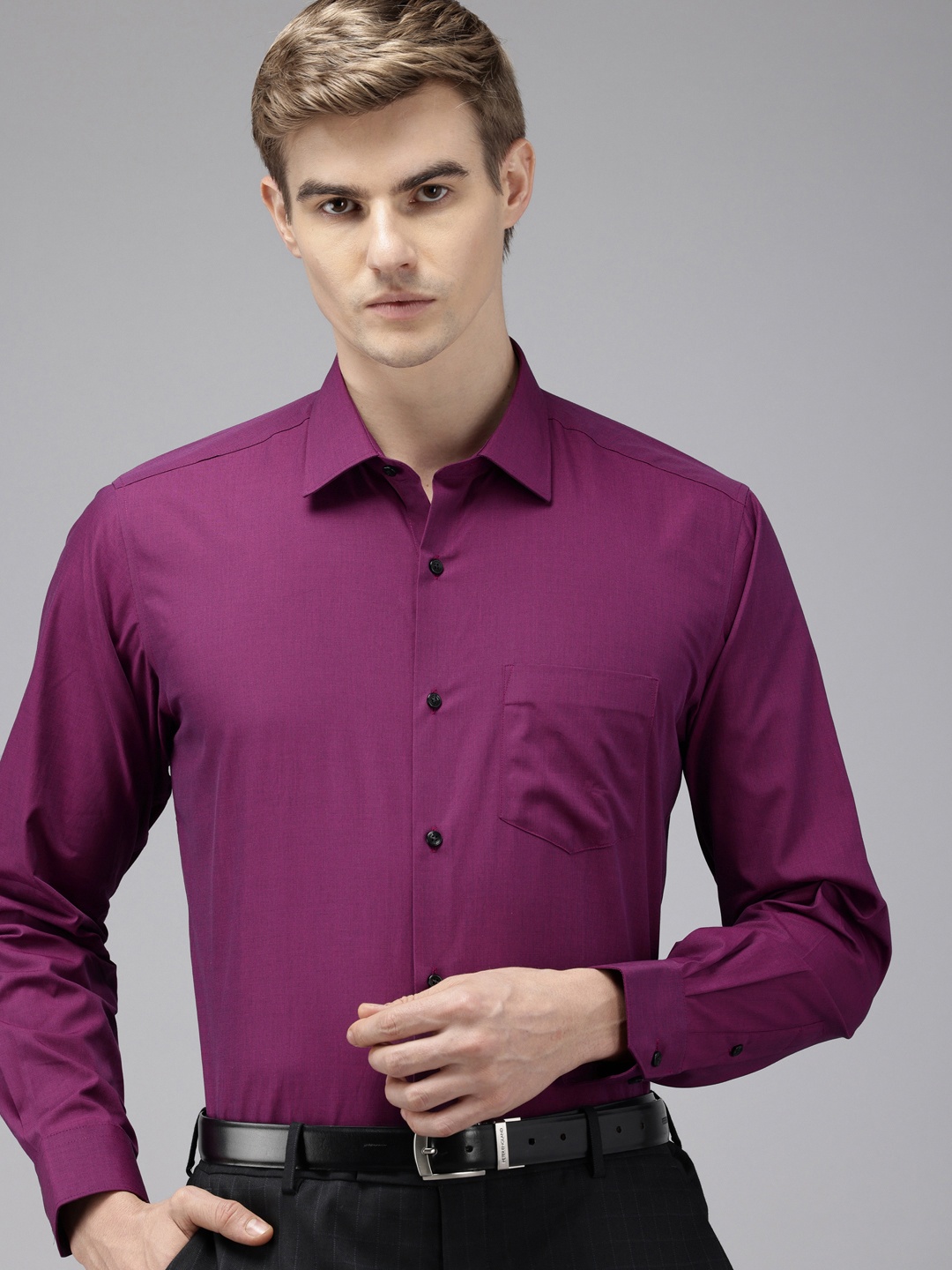 

Van Heusen Pure Cotton Custom Fit Opaque Formal Shirt, Purple