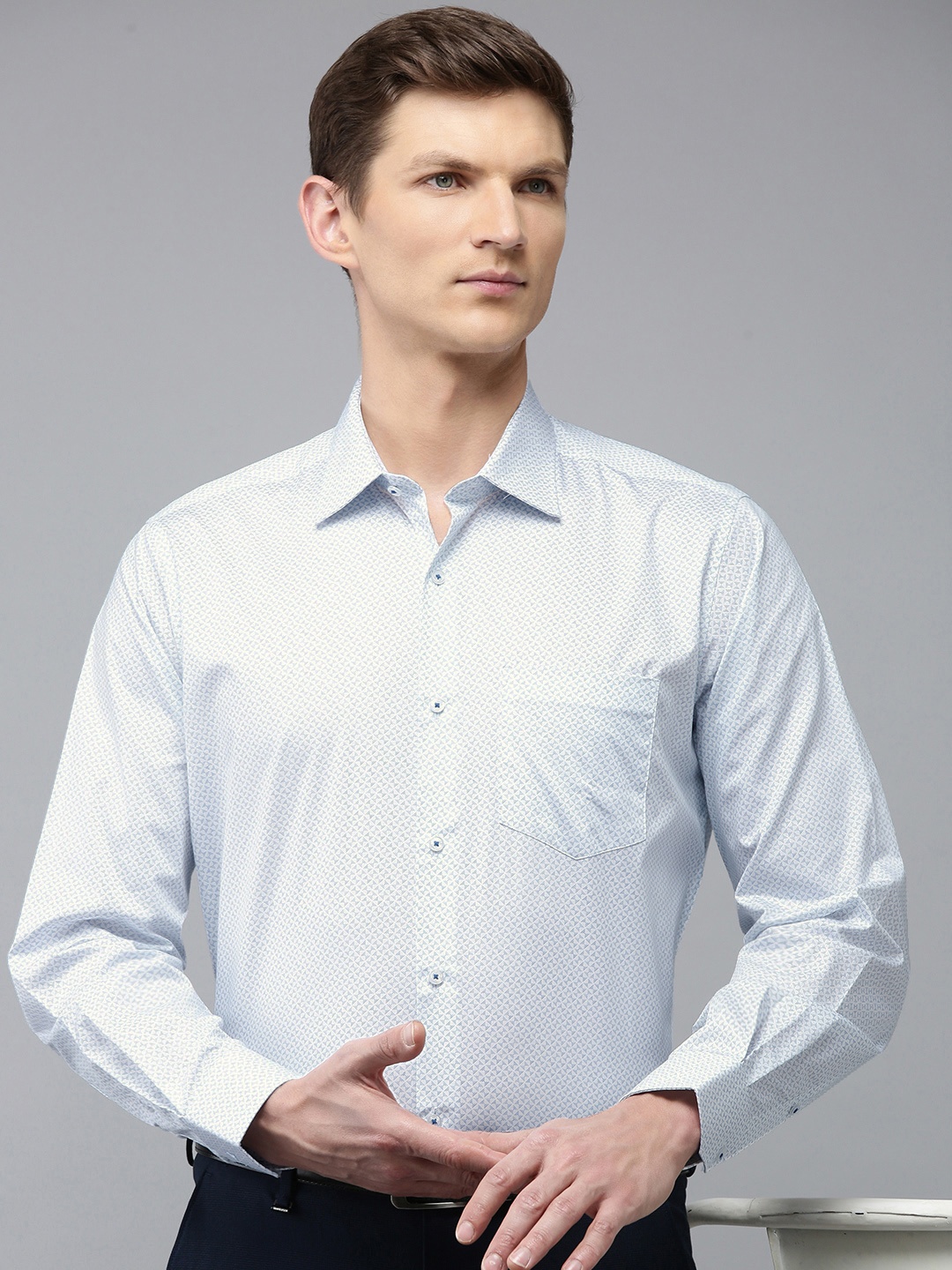 

Van Heusen Custom Fit Opaque Printed Pure Cotton Formal Shirt, White
