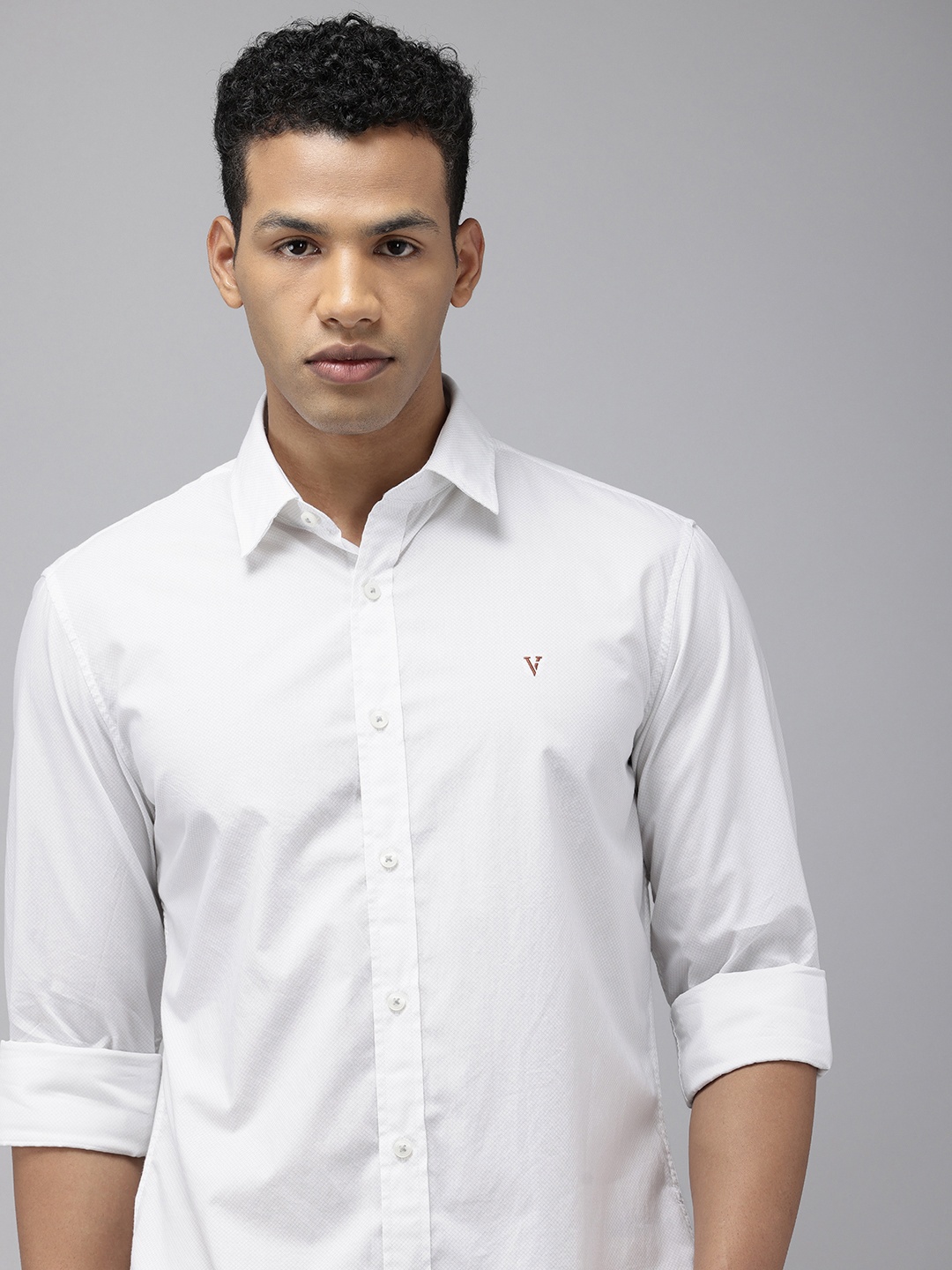 

Van Heusen Sport Slim Fit Micro Checks Pure Cotton Casual Shirt, White